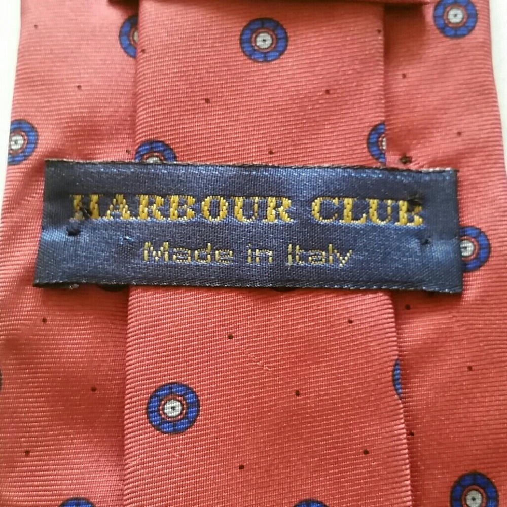 Burnt Orange with Blue Dots Harbor Club Tie